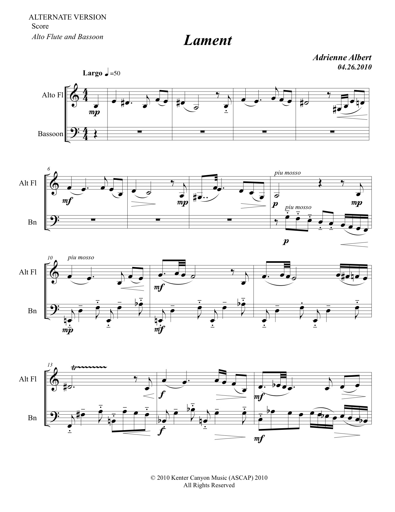Lament for Alto Flute and Bassoon