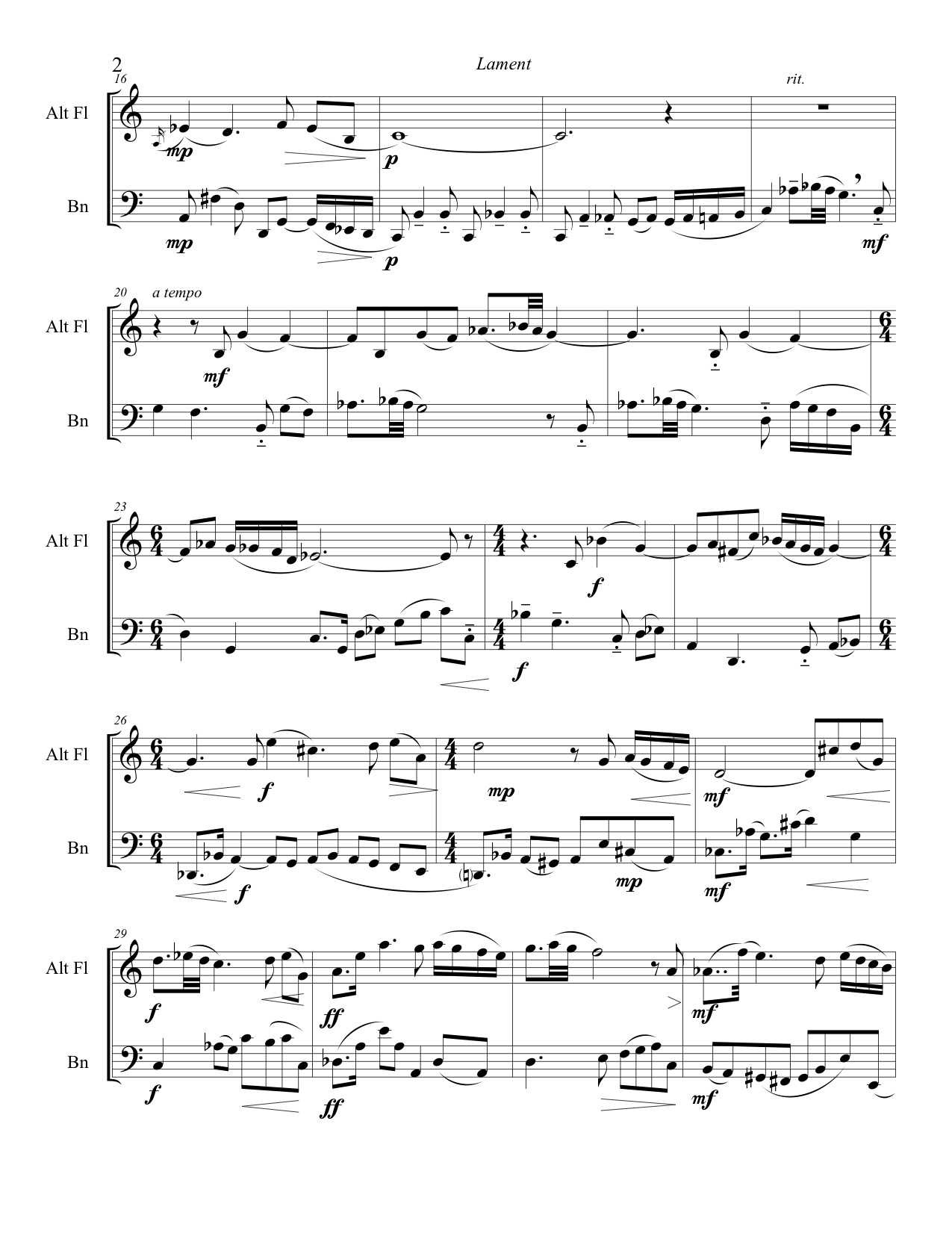 Lament for alto flute and bassoon